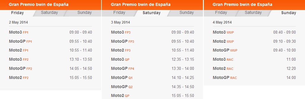 © MotoGP Jerez 2014 Startzeiten