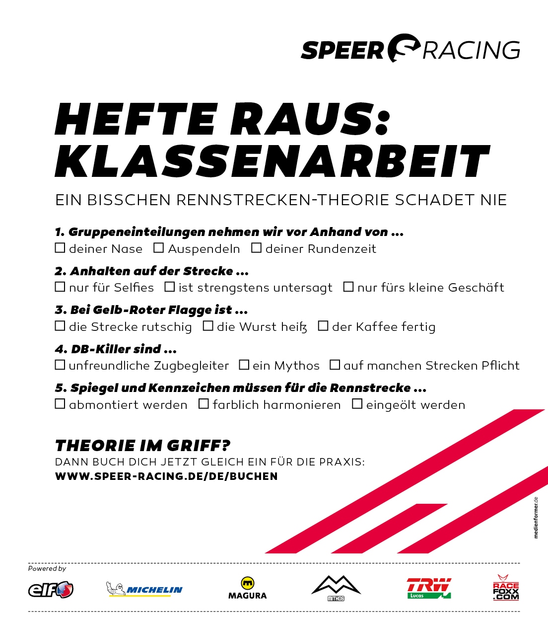 Speer Racing, Klassenarbeit