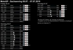 Sendezeiten Sachsenring 2019