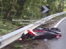 Ducati Hypermotard 796 Crash, Kurve ausgegangen, Leitplanke