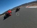 Murtanio onboard Ducati Streetfighter V4S, hinter Ex-MotoGP Rider Carel Abraham, Andalucia Circuit