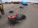 Yamaha Bad Crash, Kreuzung, gepennt, Motorrad in zwei Teilen :-(