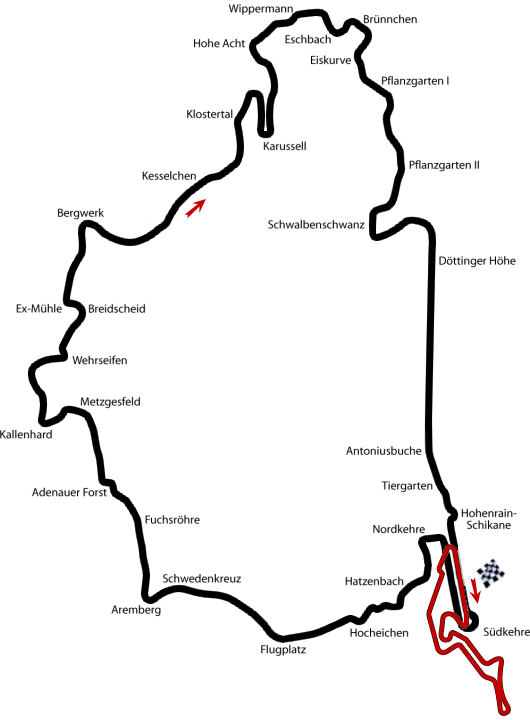 Streckenplan Nürburgring Nordschleife